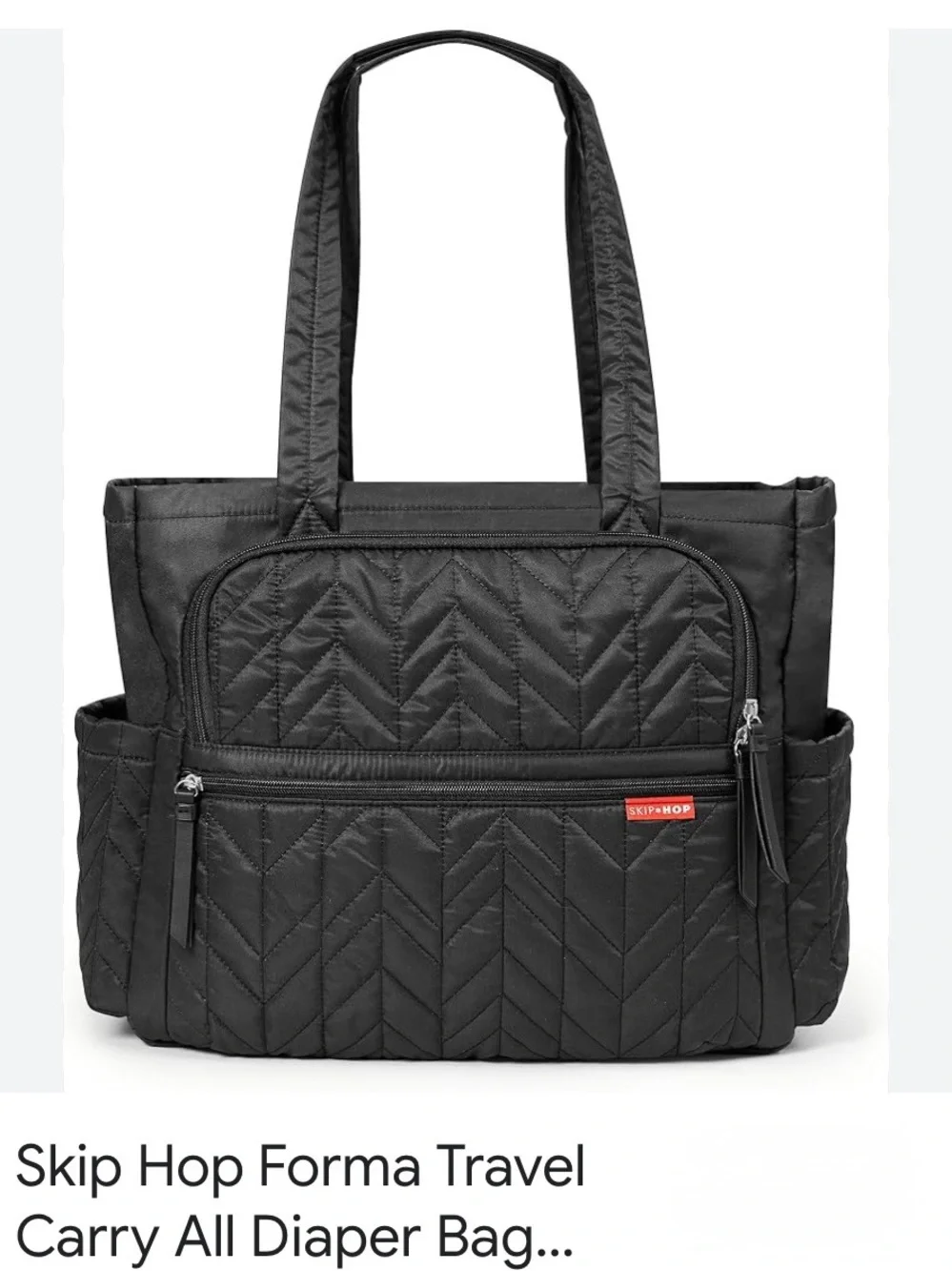 Skip Hop Forma Black Quilted Diaper Bag Tote Travel Carryall Teal Interior